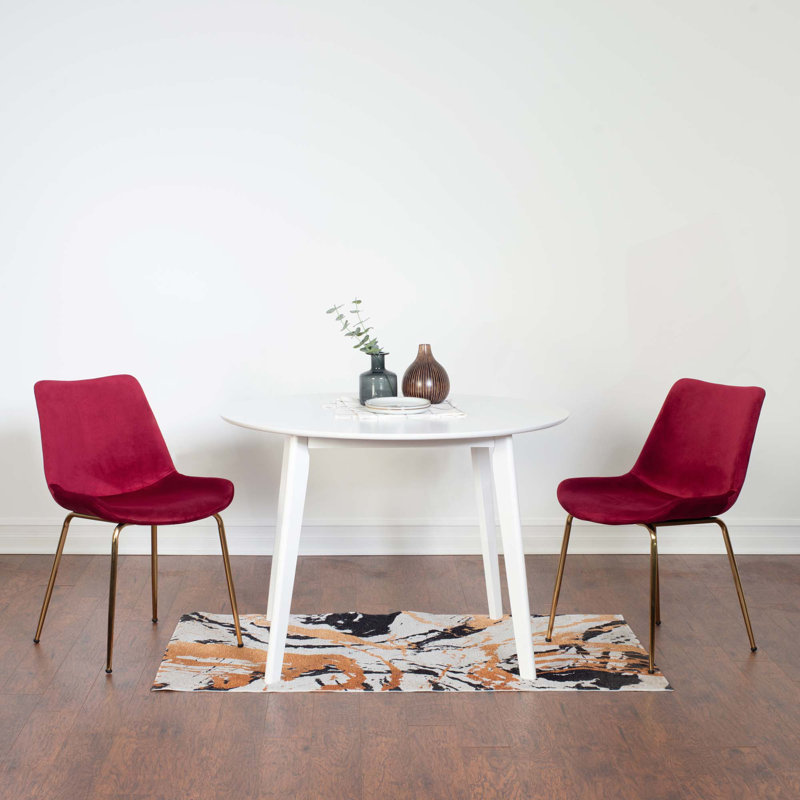 Ensemble de salle à manger Aufurr, table de salle à manger ronde blanche avec chaises, plateau de table rond, Rouge
