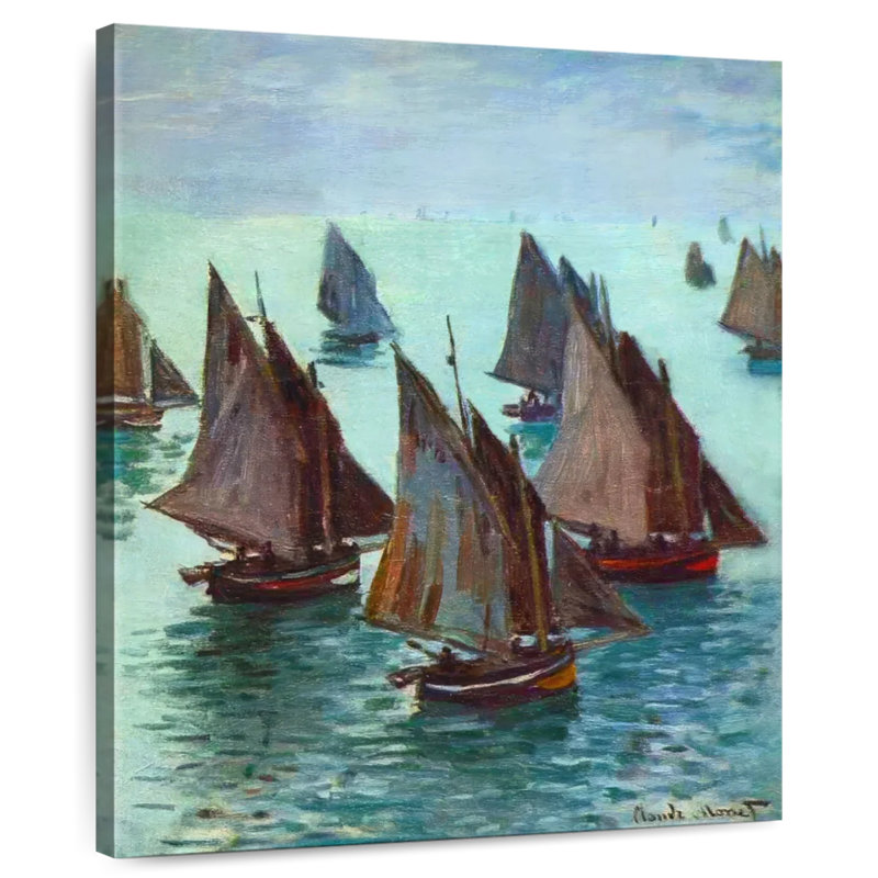 Bateaux de pêche en mer calme, H 25 po x l 20 po