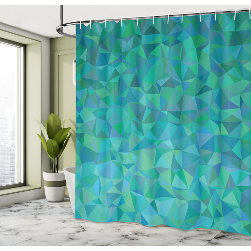 Geometric Shower Curtain with Hooks Included, 75" H x 69" W