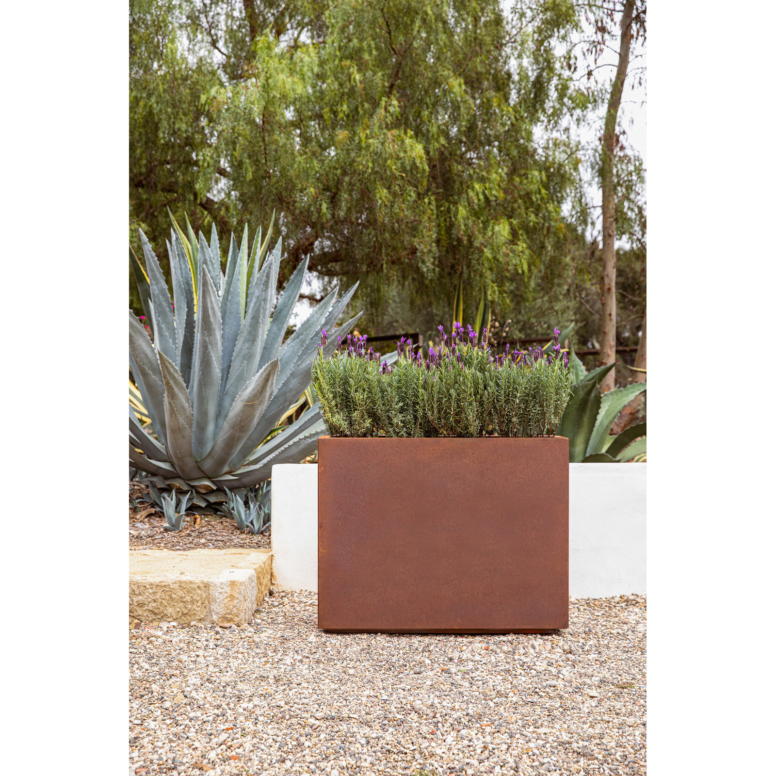 Corten Steel Series Span Planter, 30" H x 38" W x 10" D