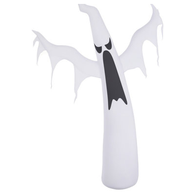 Outdoor Halloween Inflatable White Ghost - LED Light-Up, Built-In Fan for Front Lawn & Garden