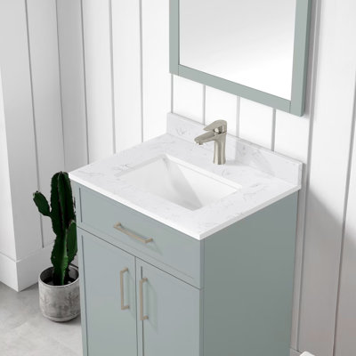 24 Inch Engineered Stone Bathroom Vanity Top With Sink – For Vanity Replacement, No Cabinet