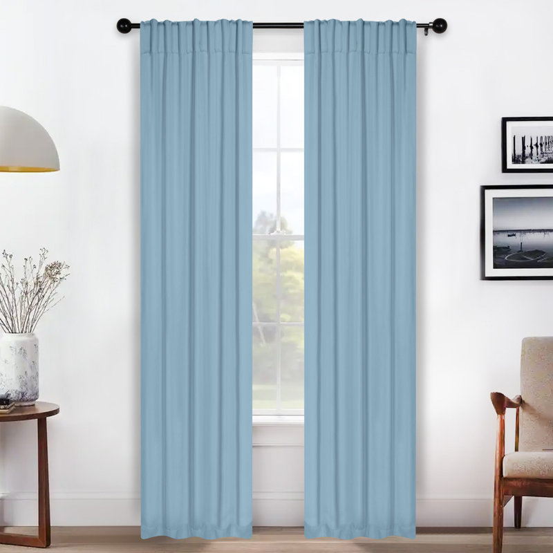 Rideaux obscurcissant et passe-tringle Levatt Classic, Bleu clair, L 26 po x L 84 po
