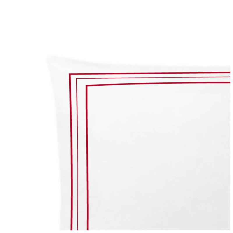 400TC Cotton Classic Embroidery Sateen Solid Euro Sham, 22"H x 22"W, White/Burgundy