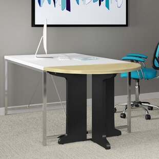 Realize Peninsula Desk in L-Configuration + Glass Modesty Panel + Pedestal