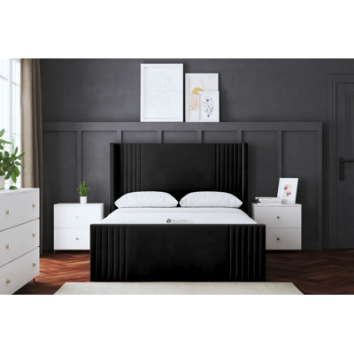 Elara Winged Panel Bed with Headboard