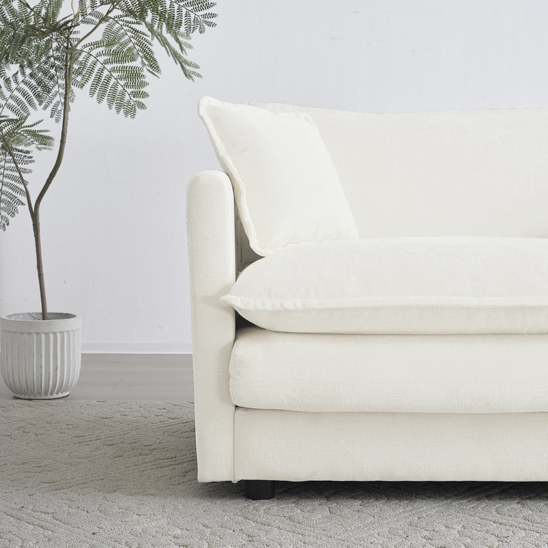Chaise d'appoint moderne avec repose-pieds, H 33 po x l 41,4 po x P 57,44 po, Blanc