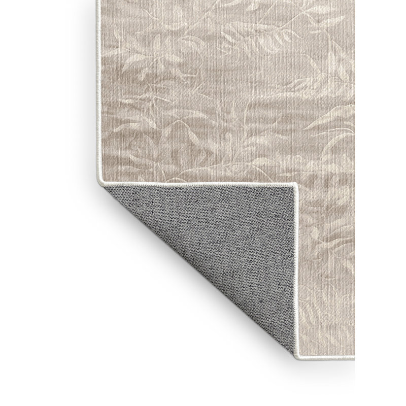 Machine Washable Beige Area Rug, Round 4'