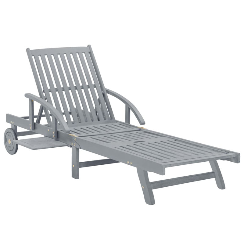 Chaise longue simple en acacia 80 po avec coussins Stanstead, Anthracite
