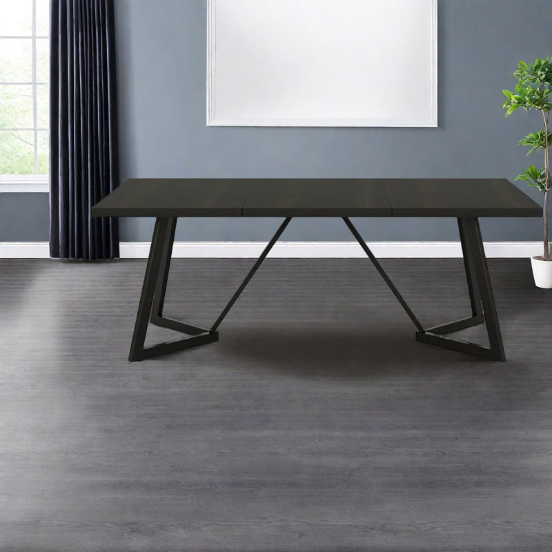 Table de salle à manger spacieuse en MDF noir, design moderne pour la cuisine ou le bureau