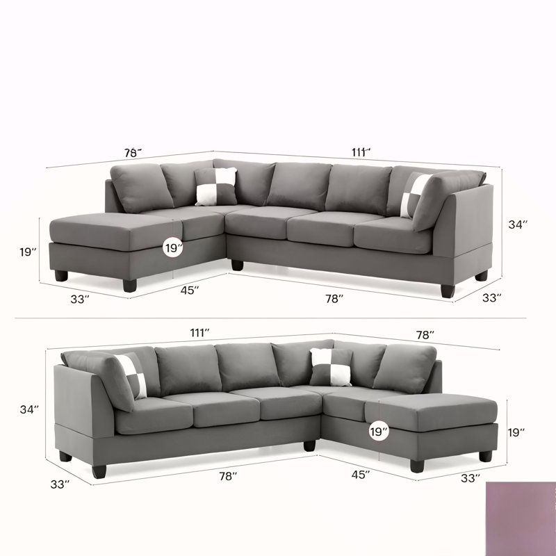 Canapé modulaire Malone (3 boîtes), gris, Polyester gris