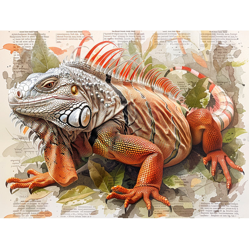 Iguana Drawing Reptile Machine Printed Throw Blanket, Throw