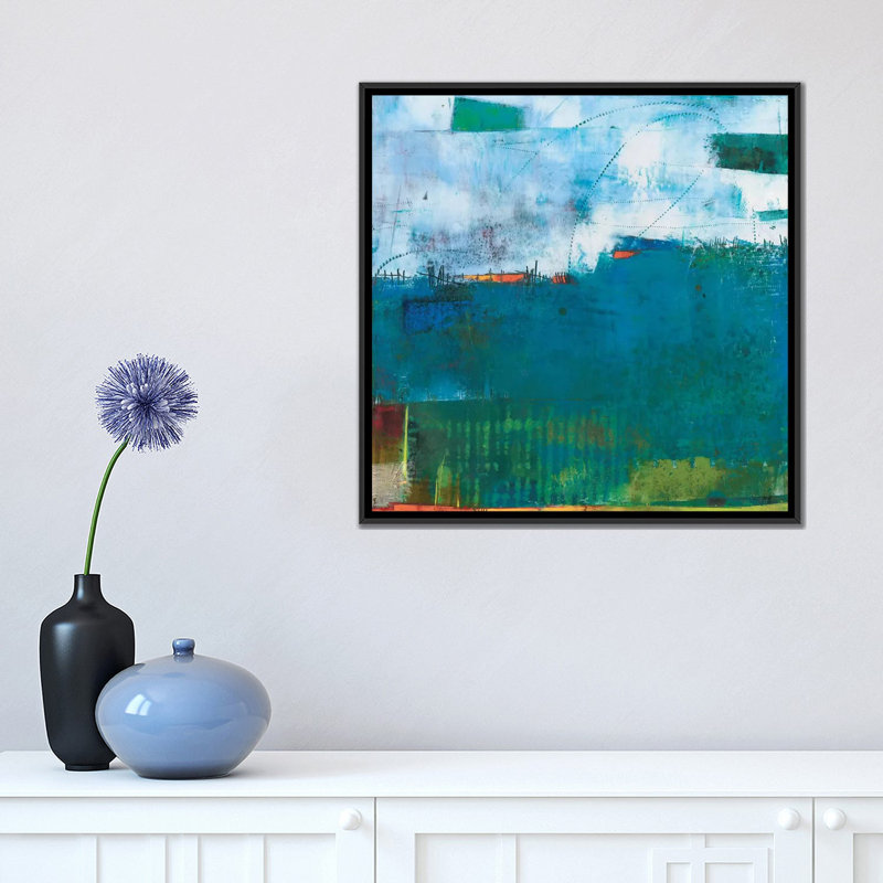 « bonjour la journée ii », reproduction sur toile, H 18 po x l 18 po x P 1,5 po, Toile avec cadre noir, Pas de tapis