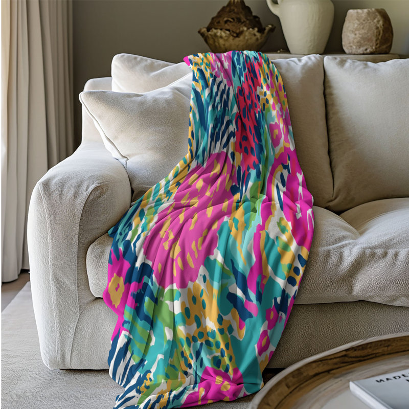 Motif de balise maritime - 1 pièce Sherpa Premium, L 60 po x L 80 po, Motifs léopard élégants