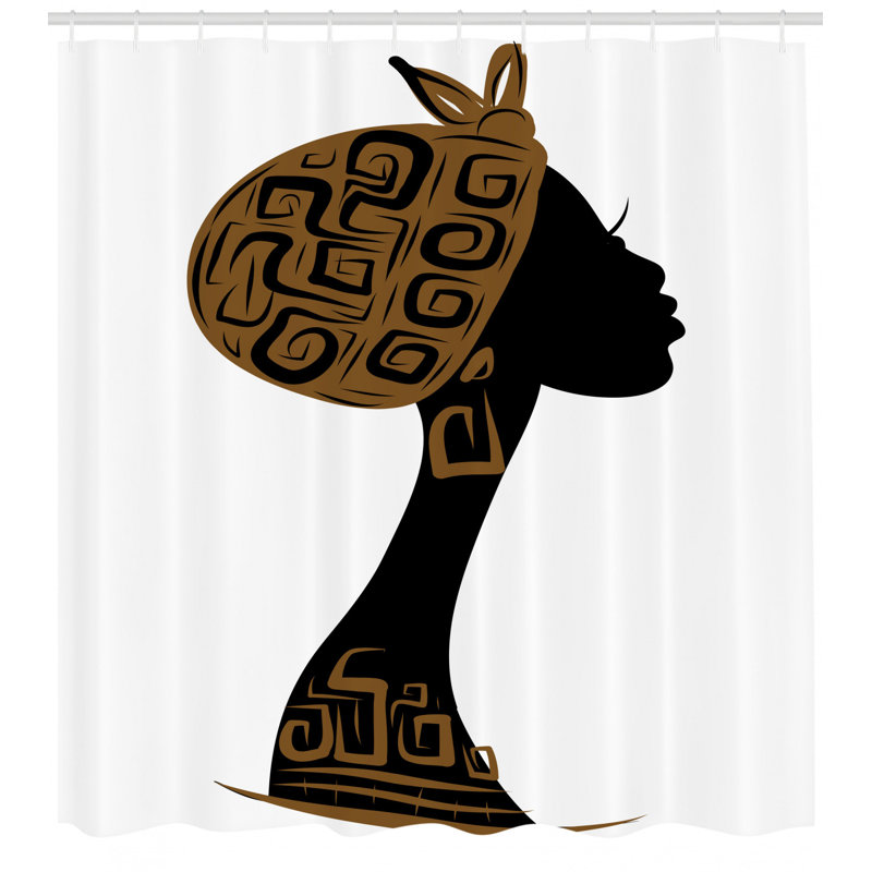 Ensemble de rideau de douche africain + crochets, H 69 po x l 105 po