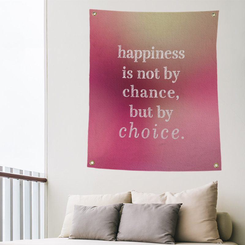 Tapisserie citation manuscrite en polyester, H 36 po x l 26 po, Lueur rose
