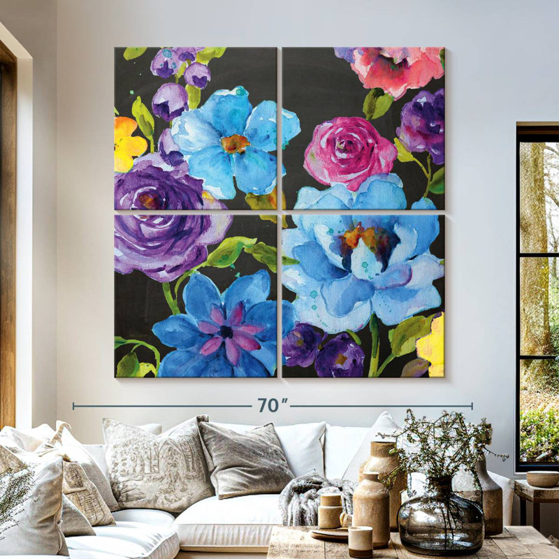 Harnek Chalk Flower Medley II, 57" H x 57" W