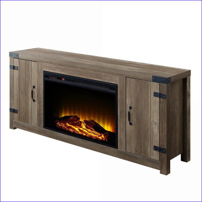 Fireplace TV Stand with Storage, 54.5” Rustic Oak | Farmhouse | Primary Living Space