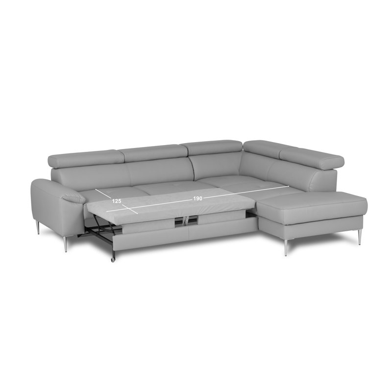 Camden Real Leather Corner Sofa with Pull-Out Bed, Storage & Adjustable Headrests, Right Hand Facing, Tan