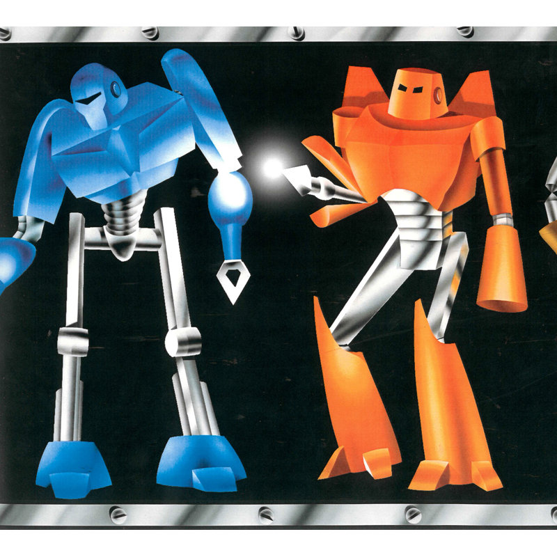 Bordure de papier peint 15 pi x l 8 po kids robots Tryon
