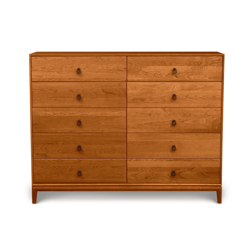 Mansfield 10 - Drawer Solid Wood Dresser, Autumn Cherry