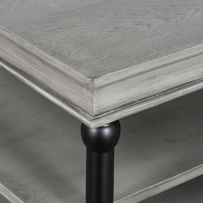 Table basse en bois 55,1 "avec pieds noirs, Black+ Grey