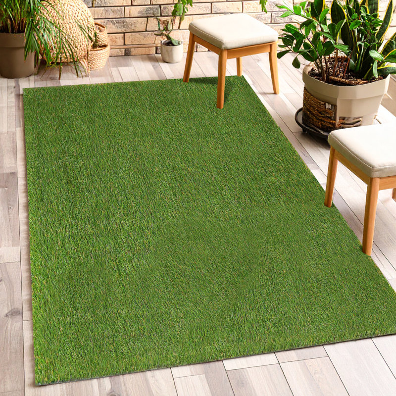 Realistic Artificial Grass Turf Indoor/Outdoor Area Rug, Rectangle 3' x 5'
