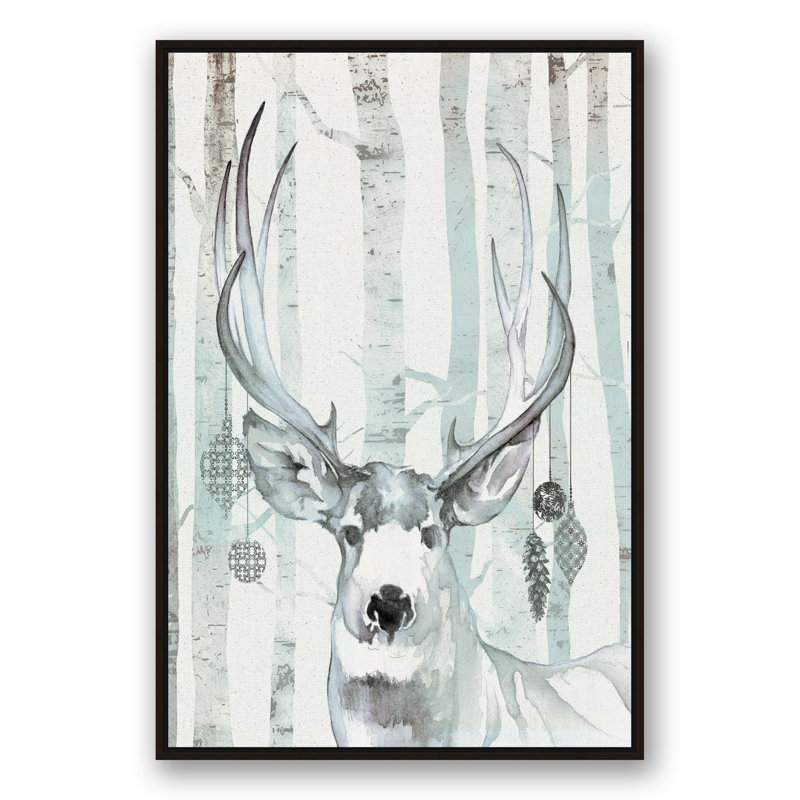 « fantaisiste renne », reproduction de peinture à l’aquarelle sur toile, H 49,75 po x l 33,75 po, Toile avec cadre