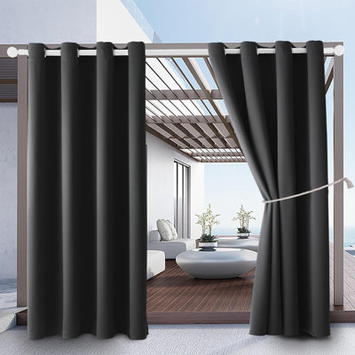 Rideau d'extérieur imperméable et obscurcissant, isolant et isolant pour porche de chambre à coucher, salon, pergola, chocolat, ensemble de 2 panneaux