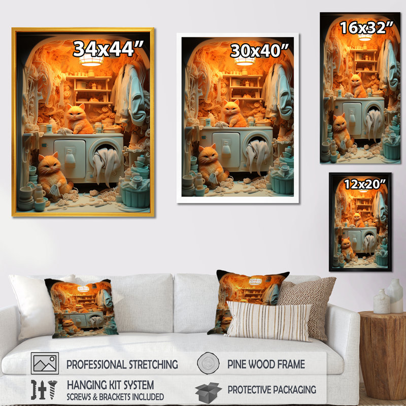 Chat peluche pliante - Art mural, H 32 po x l 24 po x P 1 po