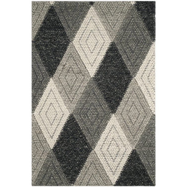 Tapis en laine / coton tissé à la main Rohan en gris / noir