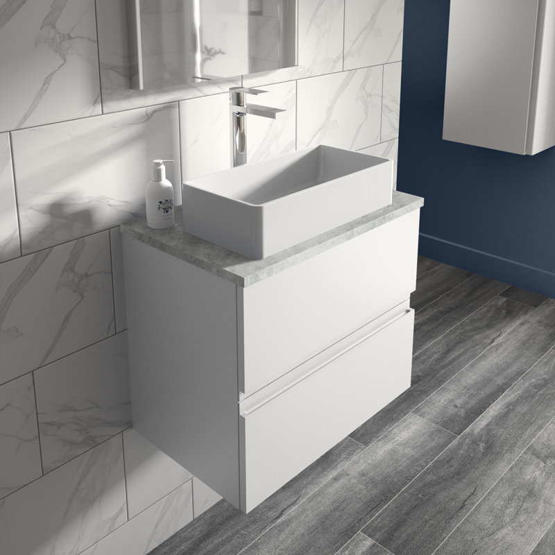 Urban Urban 600mm Wall Hung Single Vanity Unit with Worktop, Satin White