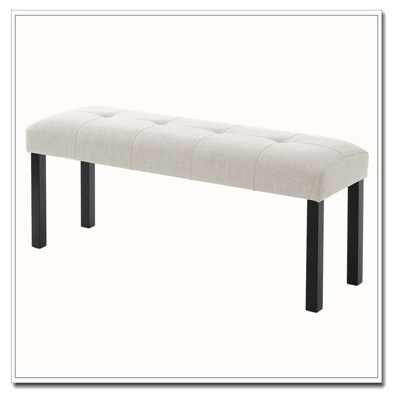 Modern Tufted Linen Dining Bench, Beige