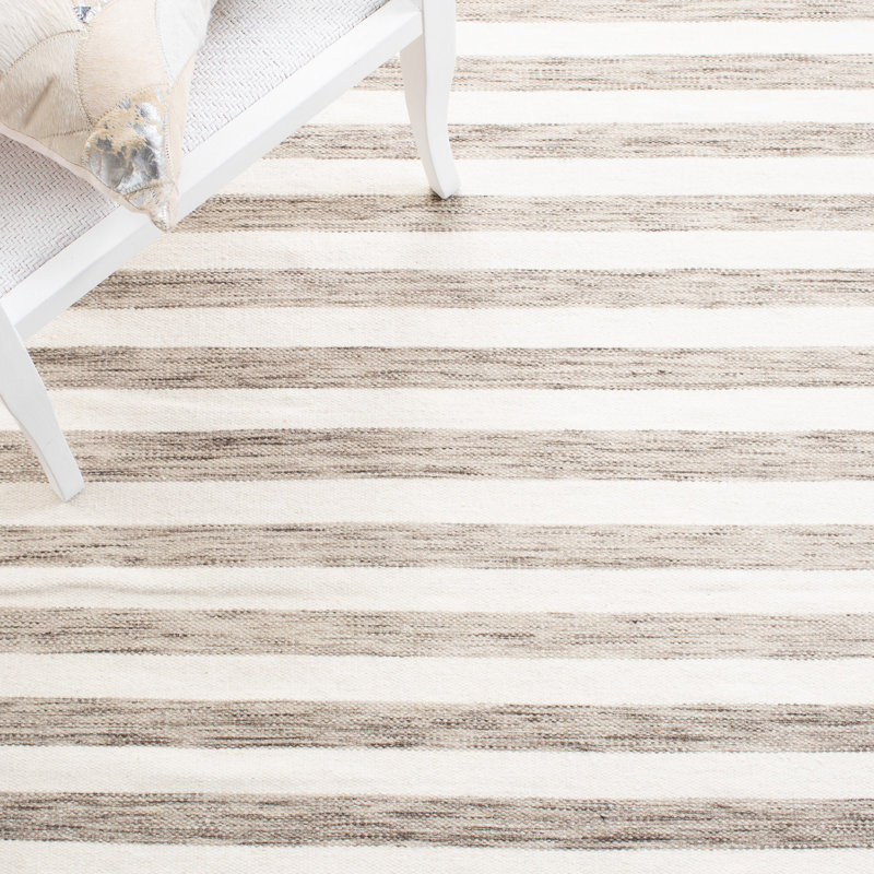 Tapis rayé en laine / coton tissé à la main Emek, Rectangle 3 pi x 5 pi