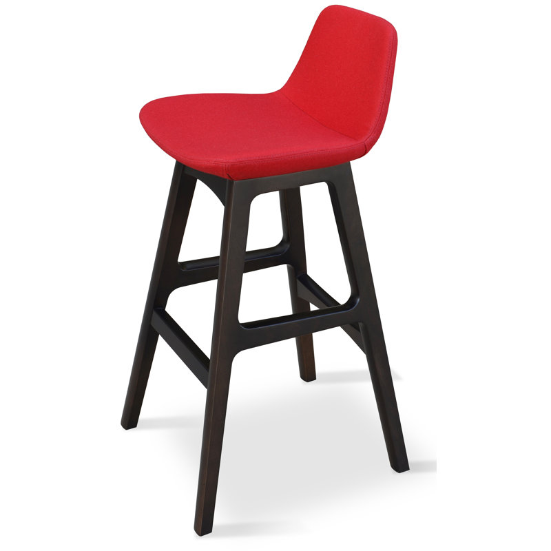 Tabouret de bar et de comptoir Pera, Bois de hêtre wengé, PPM - Rouge, Tabouret de bar (siège d'une hauteur de 29 po)