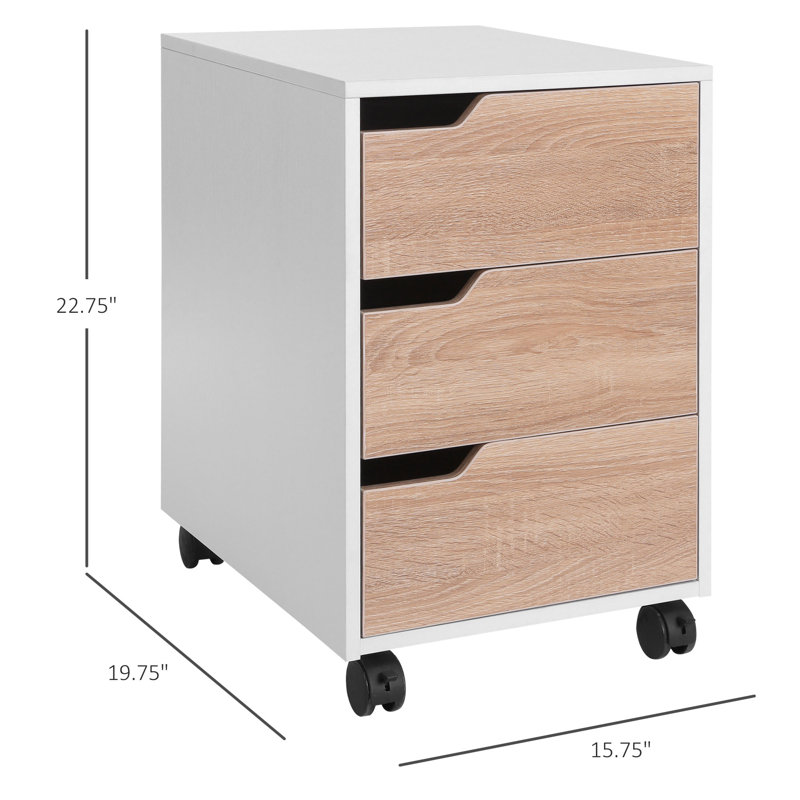 Arminas 15.75'' Wide 3 -Drawer Mobile File Cabinet, Brown