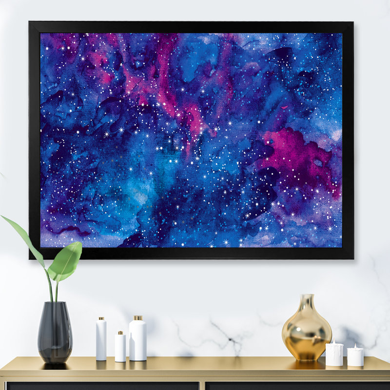 «Blue Universe Space Storm II», reproduction d'art moderne sur toile, Cadre photo noir, H 8 po x l 12 po x P 1 po