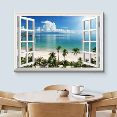 Elongated Window On Canvas by Joval Framed with LED Light Landscape Wall  Art 16 in. x 24 in.