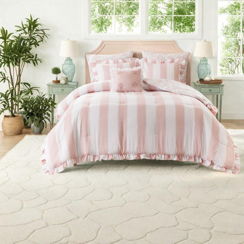 Ensemble de literie rose simple TG, ensemble d'édredon en microfibre douce