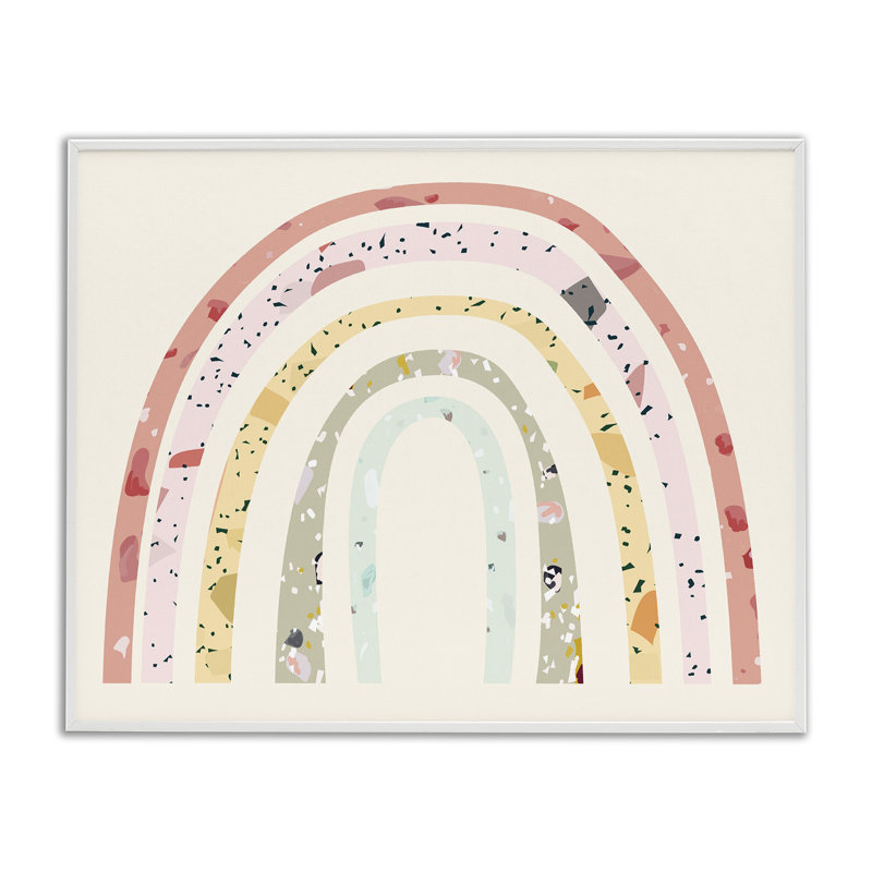 Motif abstrait pour enfants, arc-en-ciel sur art, H 24 po x l 30 po, Giclée encadrée blanc bord de mer