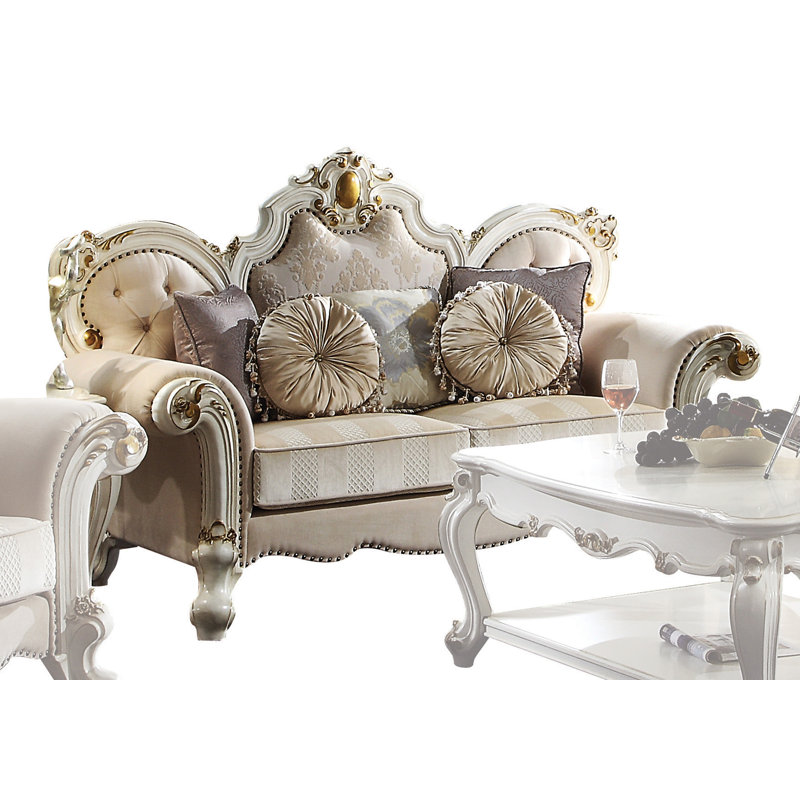 Mariel Rolled Arm Loveseat in Antique Pearl