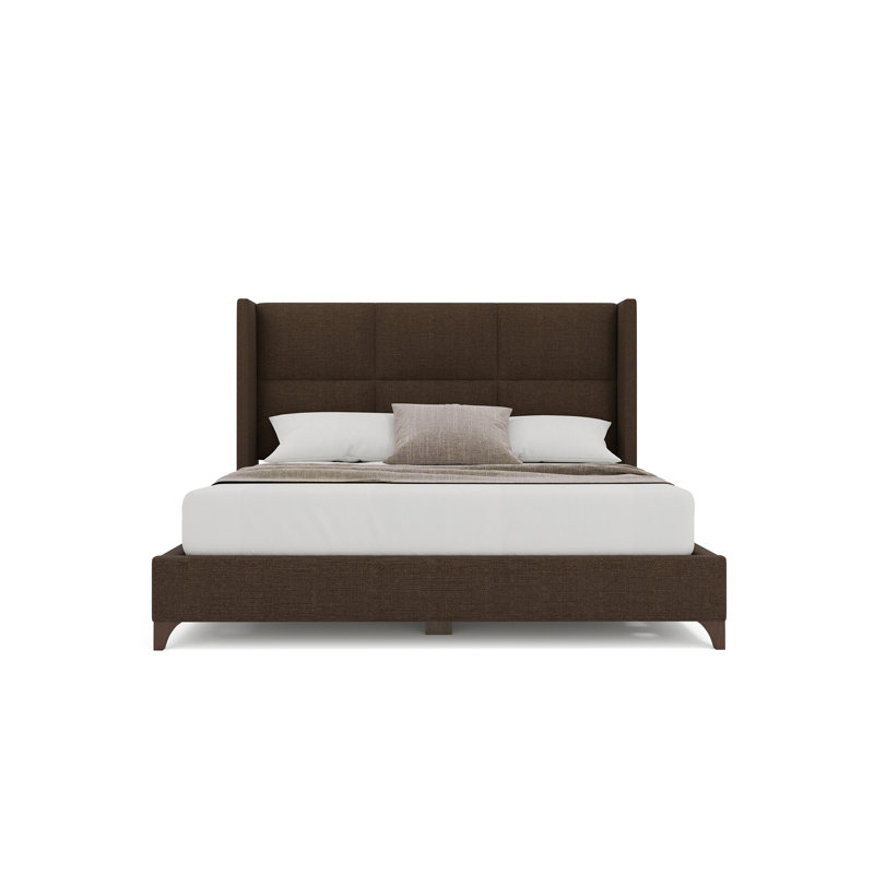 Lit carré tapissier Megan, Revolution® en lin brun, Grand