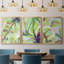 Bright Tropical Abstraction I - Toile tendue avec châssis sur mesure - 3 pièces-194486924-194486928