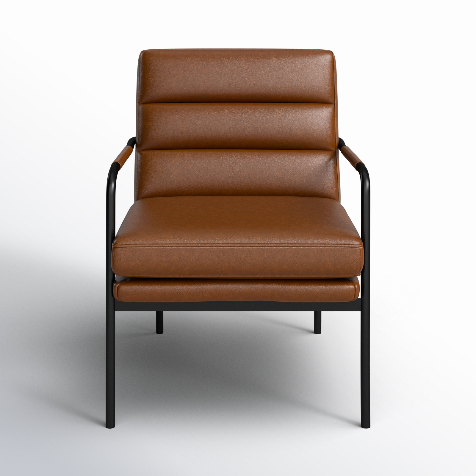 Keeley Genuine Leather Armchair, Brown Pebbled Top Grain Leather