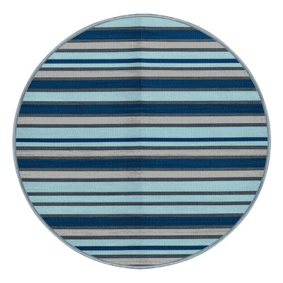  Tapis lavable rayé bleu clair et gris clair