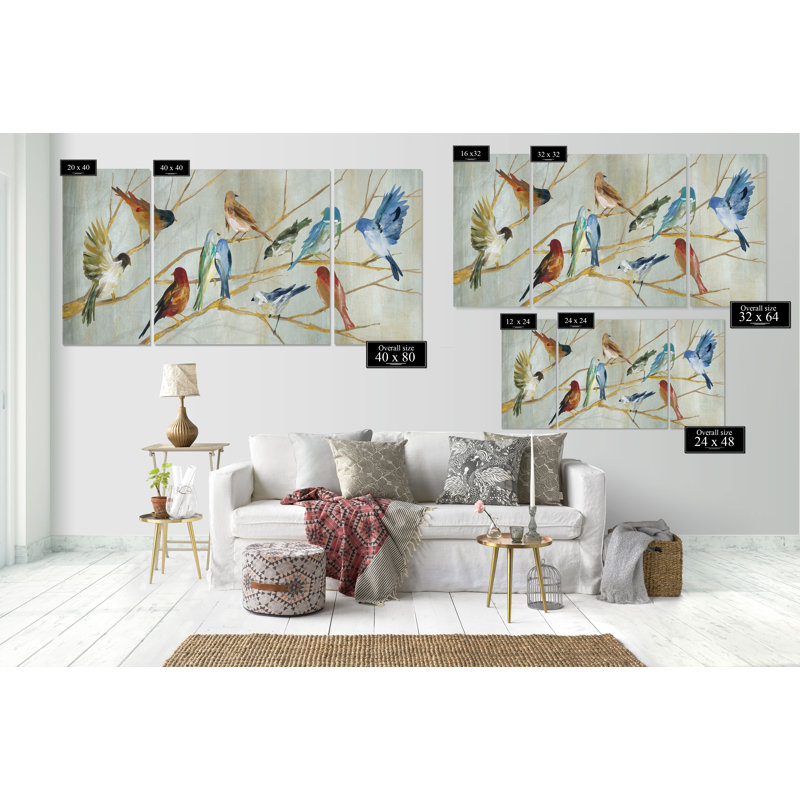 " Spring Migration " 3 - Pieces, 32" H x 64" W x 1.5" D