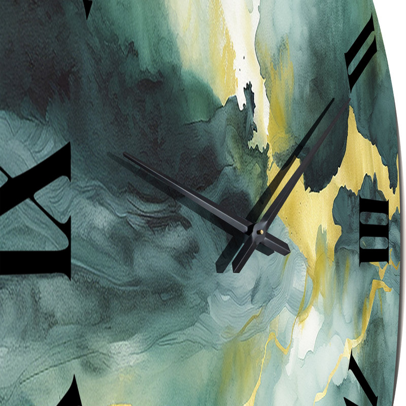 Horloge murale bleue avec impression aquarelle bleue VI, Très grand