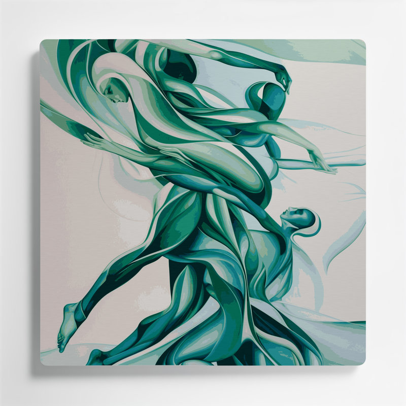 Art mural abstrait en métal vert figuratif 13, H 16 po x l 16 po