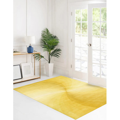 Tapis contemporain jaune en laine touffeté à la main Ahtziri