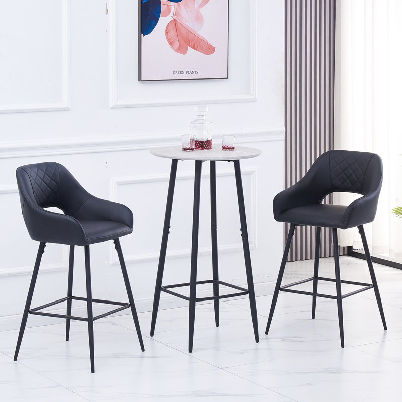 Cowles 67cm Faux Leather Arm Bar Stool, Black